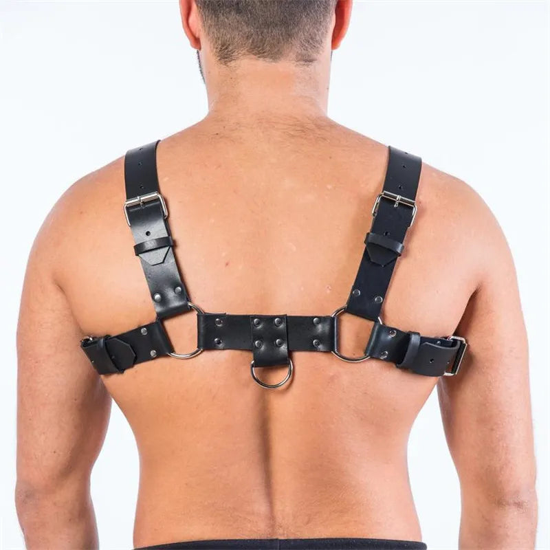 BDSM Gay Sexual Leather Harness Men Fetish Bulldog Body Bondage Cage Pink Chest Harness Belts Rave Gay Clothes Harness Lingerie