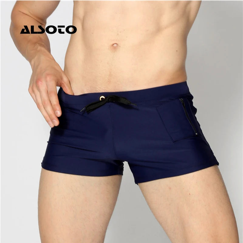 ALSOTO New Board Shorts Men Swimwear Swimsuits Shorts Men Breathable Men's Swimsuits Trunks Boxer Briefs Sunga SwimSuits