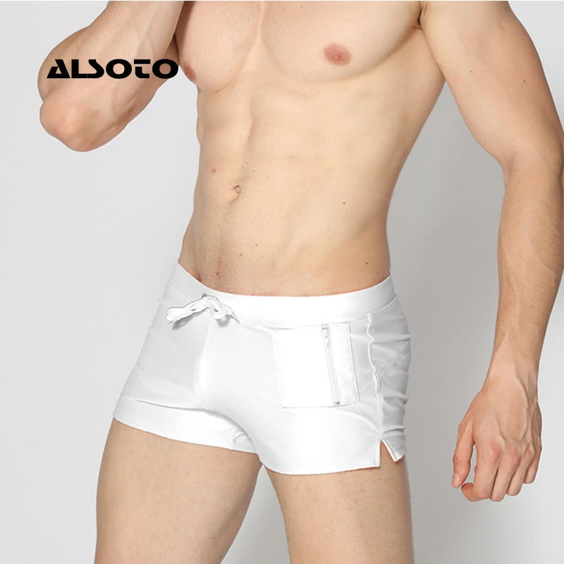 ALSOTO New Board Shorts Men Swimwear Swimsuits Shorts Men Breathable Men's Swimsuits Trunks Boxer Briefs Sunga SwimSuits