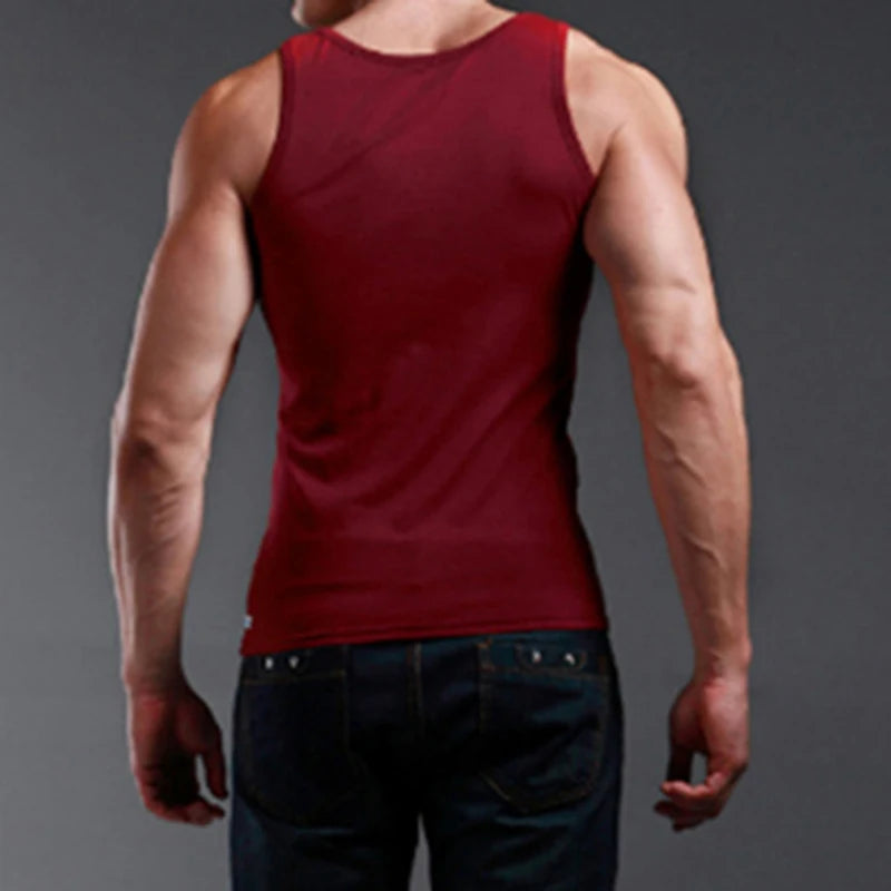Men'S Casual Tank Summer High Quality Bodybuilding Fitness Muscle Singlet Mens Clothes Sleeveless Slim Fit Vest 2023