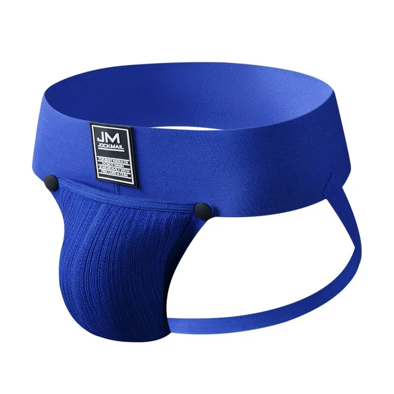 Open Front Men Jockstrap Briefs Athletic Supporter,3" Waistband Detachable Pouch Breathable Workout Sport Underwear Gay Thongs