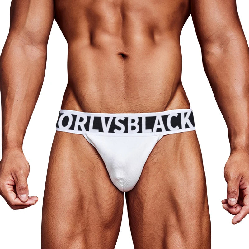 ORLVS Men's Panties Jockstrap Men Underwear Gay Thong Man Briefs Underpants Slip Sexy Cotton Pouch Cuecas Thongs Homme G String