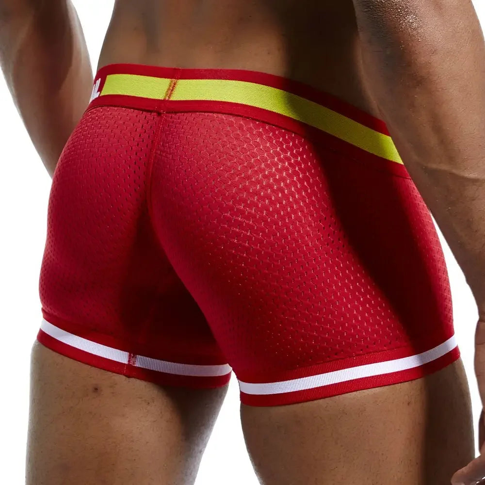 Brand men boxer sexy men underwear cueca boxer Men Mesh Shorts Men's Clothing boxers Nylon Fitness Elastic pants leg design