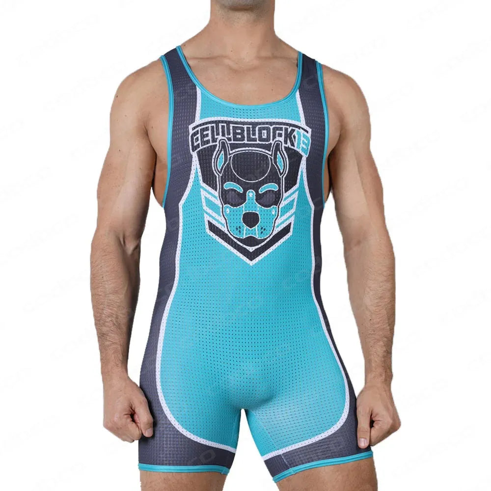 2024 Men's Wrestling Singlet Suit Sleeveless Boxing One piece Bodysuit Tummy Control Wear GYM Iron Triathlon PowerLifting Outfit
