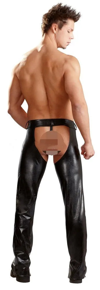 New sexy men's sexy open crotch leather pants PU leather pants men's open crotch trousers pantalones hombre pantolon erkek