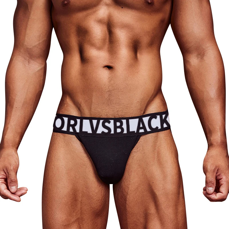 ORLVS Men's Panties Jockstrap Men Underwear Gay Thong Man Briefs Underpants Slip Sexy Cotton Pouch Cuecas Thongs Homme G String