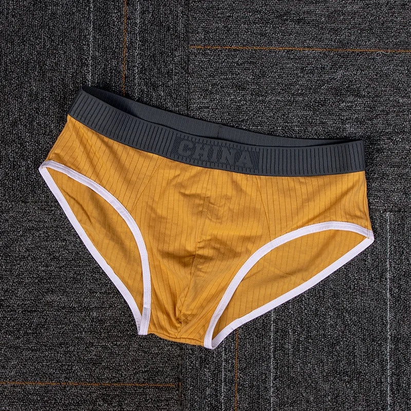 Solid Cotton Lingerie Men Convex Pouch Briefs Mid Waist Breathable Youth Elastic Soft Underwear Briefs Solid Panties Comfortable