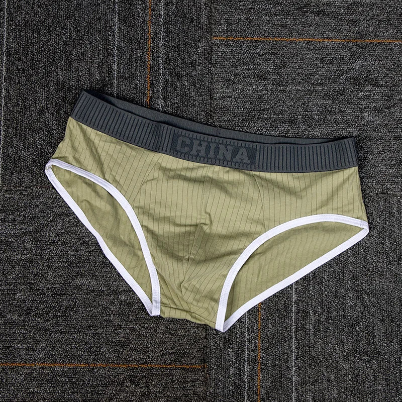 Solid Cotton Lingerie Men Convex Pouch Briefs Mid Waist Breathable Youth Elastic Soft Underwear Briefs Solid Panties Comfortable