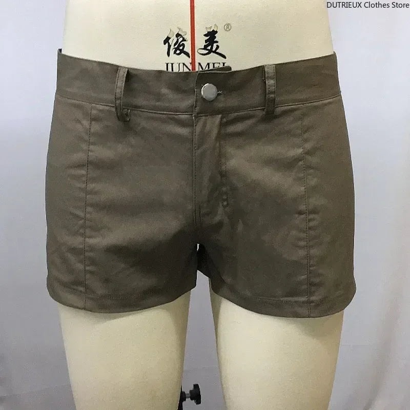 Men's Tight Short Shorts Zipper Stretch Slim Men's Shorts Sports Casual Jeans Summer Shorts Gym and Fitness Training Trousers
