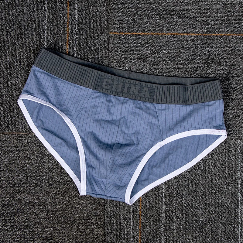 Solid Cotton Lingerie Men Convex Pouch Briefs Mid Waist Breathable Youth Elastic Soft Underwear Briefs Solid Panties Comfortable