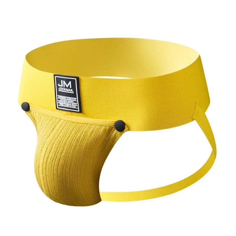 Open Front Men Jockstrap Briefs Athletic Supporter,3" Waistband Detachable Pouch Breathable Workout Sport Underwear Gay Thongs
