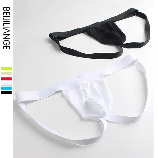 Men's Underpants Breathable Solid Underwear Sexy Underwear G-Strings & Thongs Mens Briefs Sexy Buttocks Hollow Jockstrap