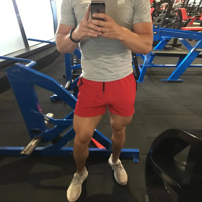 Red Running Sport Shorts Men Quick Dry Summer Fitness Short Pants Bodybuilding Gym Shorts Men Workout Jogging Compression Shorts