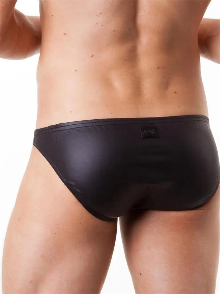 Men Briefs Soft PU Men's Sexy Thongs Underwear Double G-string Jockstrap Tanga Gay Underwear Male Jockstraps Gay Men Underwear