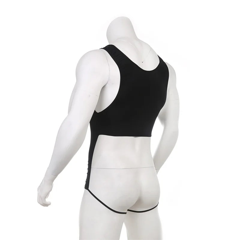 CLEVER-MENMODE Men's Sexy Open Butt Underwear Lingerie G String Bodysuit Jockstraps Penis Hollow Ring Backless Erotic Costume