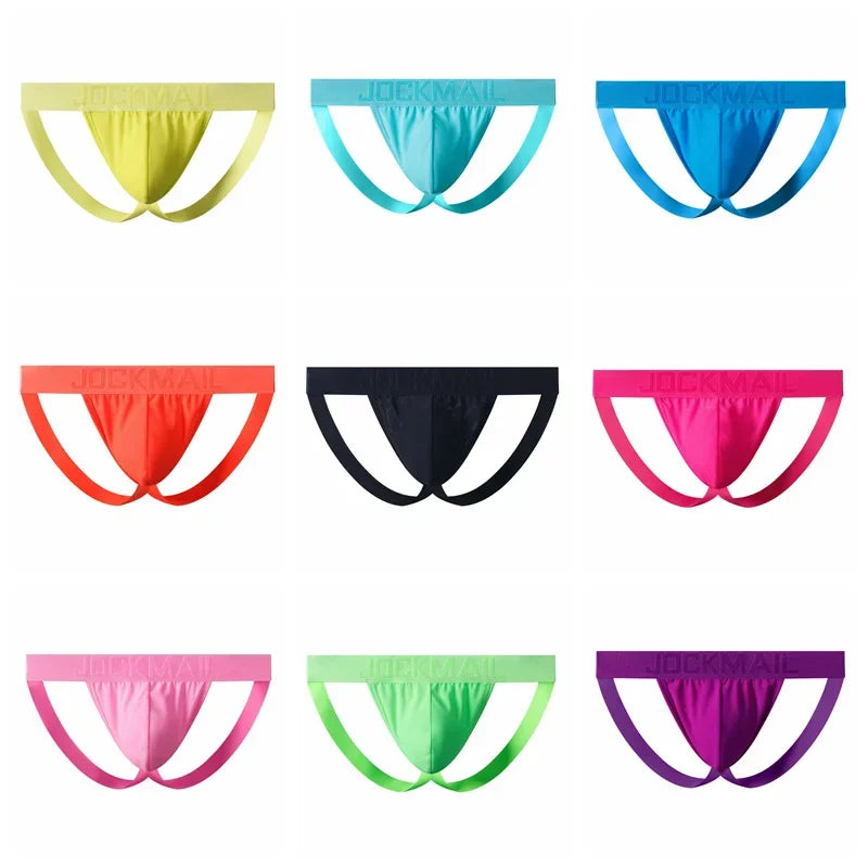 JOCKMAIL Gay Jockstraps Sexy Men's Thong Underpants Mesh Breathable Sports Party Male G-string Boy Boxer Breifs