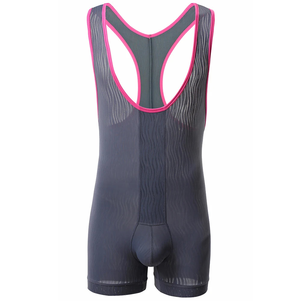 Men Underwear Bodysuit Sexy Stretch Tight Boxers Bodysuit Male Leotard Wrestling Singlet Jumpsuit Clubwear Underwear Tank