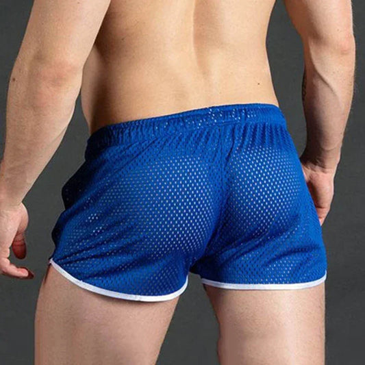 Men Shorts Beach Drawstring Bottom Fashion Fitness Mesh Pants Gym Plus Size Sports Breathable Casual Elastic