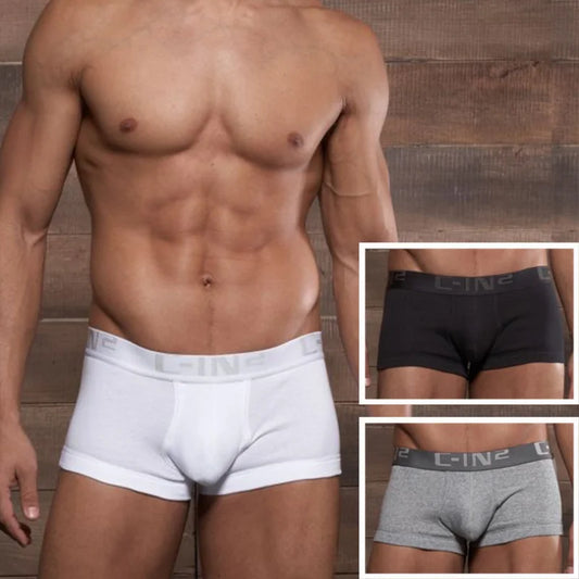 CIN2 Men's boxers Ribbed Cotton classic Solid color Panties Low waist large Pouch Pouch U convex jockstrap sexy fashion briefs