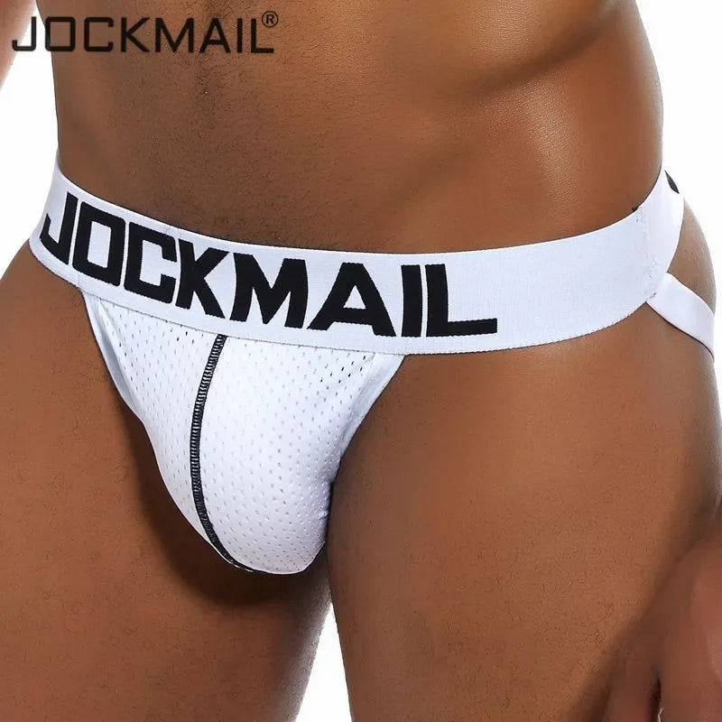 JOCKMAIL Brand Men's Jockstrap Athletic Supporters Underwear, Sexy Mesh Low Rise Breathable Performance Jock Strap