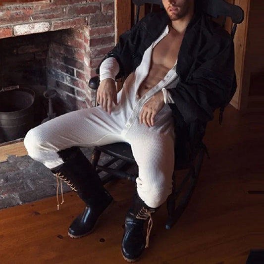 Men Pants Jumpsuit Spring Autumn New Men's Sexy Homewear Jumpsuit Casual Sports Jumpsuit  Men Clothing