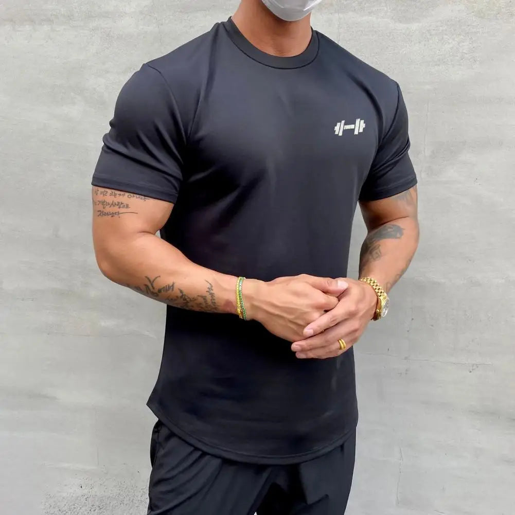 2022 Men T-shirt Male Sports Gym Muscle Fitness T Shirt Blouses Loose Half Sleeve Summer Bodybuilding Tee Tops Men's Clothing
