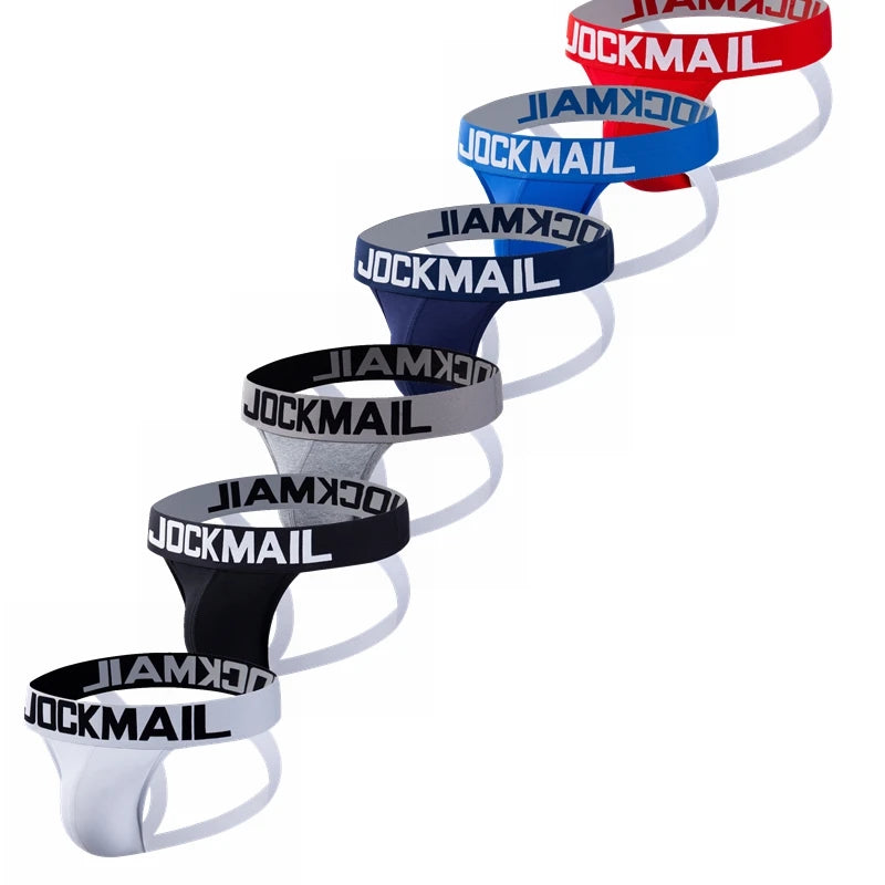 JOCKMAIL Men's Sexy Briefs Jockstrap Gay Slip Thongs Homme Srting Underwear Men Pouch Cuecas Man Cotton Panties  Underpants