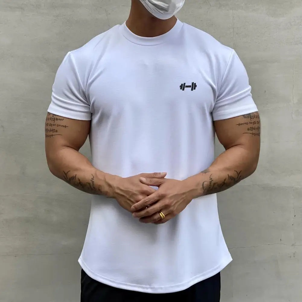 2022 Men T-shirt Male Sports Gym Muscle Fitness T Shirt Blouses Loose Half Sleeve Summer Bodybuilding Tee Tops Men's Clothing