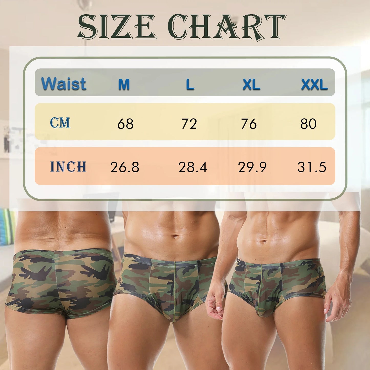 Men Sexy U Convex Pouch Underwear Boxer Fashion Camouflage Man Underpants Boxers Shorts Comfortable Underpant Camouflage Panties