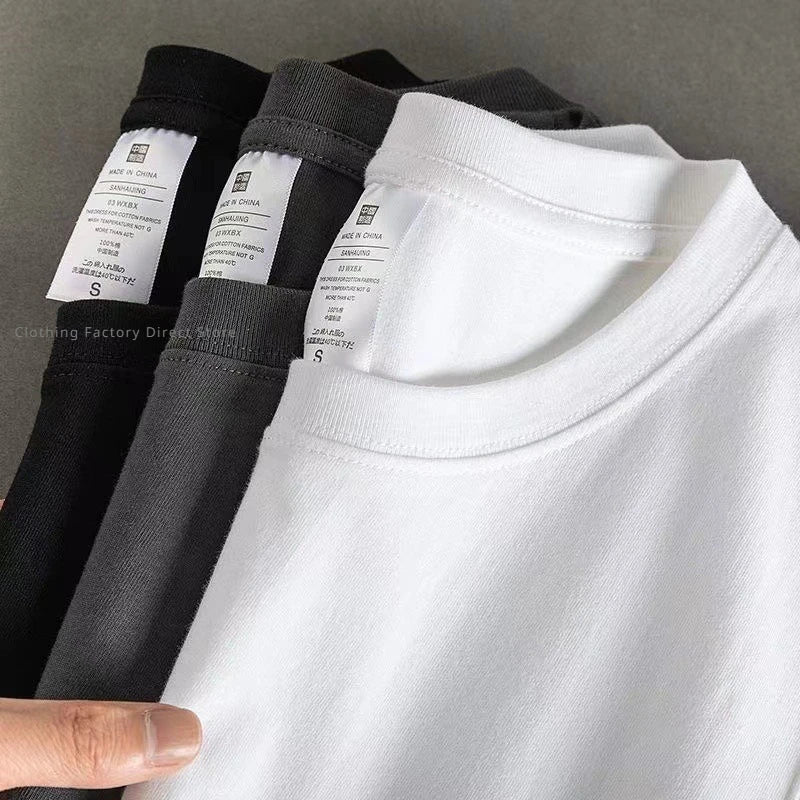 Summer 100% Cotton Men's Vest Casual Wide Shoulder O-Neck Sleeveless Tops Universal Solid Color Sports Fitness Loose Tank