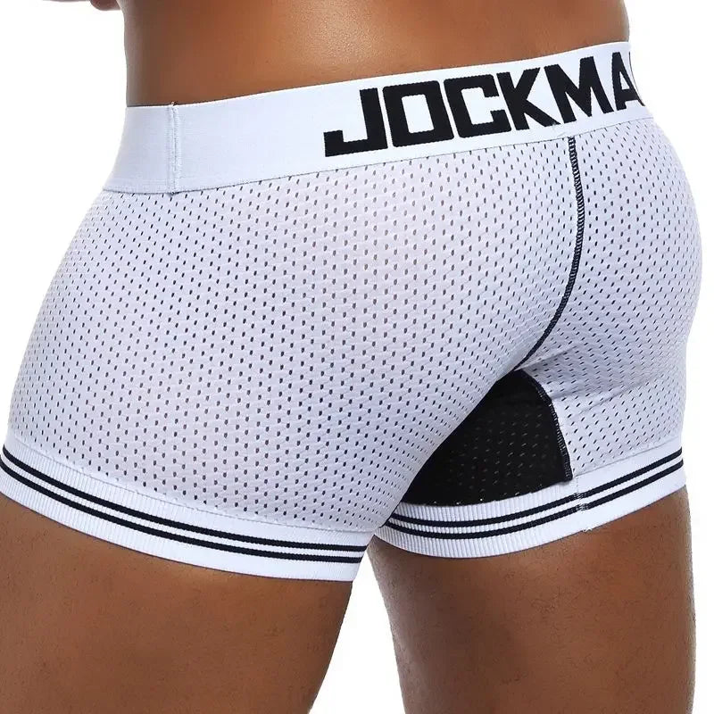 Brand men boxer sexy men underwear cueca boxer Men Mesh Shorts Men's Clothing boxers Nylon Fitness Elastic pants leg design