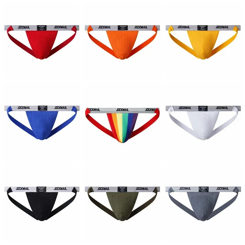 JOCKMAIL high quality men's underwear Gay sexy fashion boy thong sports Jockstraps Sissy G-string cotton briefs for Men