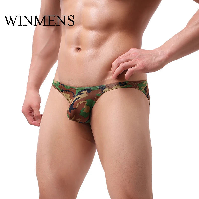 5 Pieces/Lot Men's Military Underwear Comfortable Seamless Sexy Convex Briefs Low Rise Youth Camouflage Jockstraps Underpants