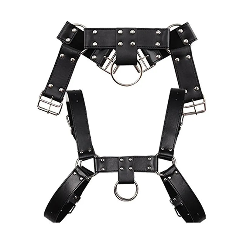 Hombre Gay Fetish harness Leather Belt Men Harness Gothic Punk Harness Strap Adjustable Body Restraint for BDSM Bondage Games