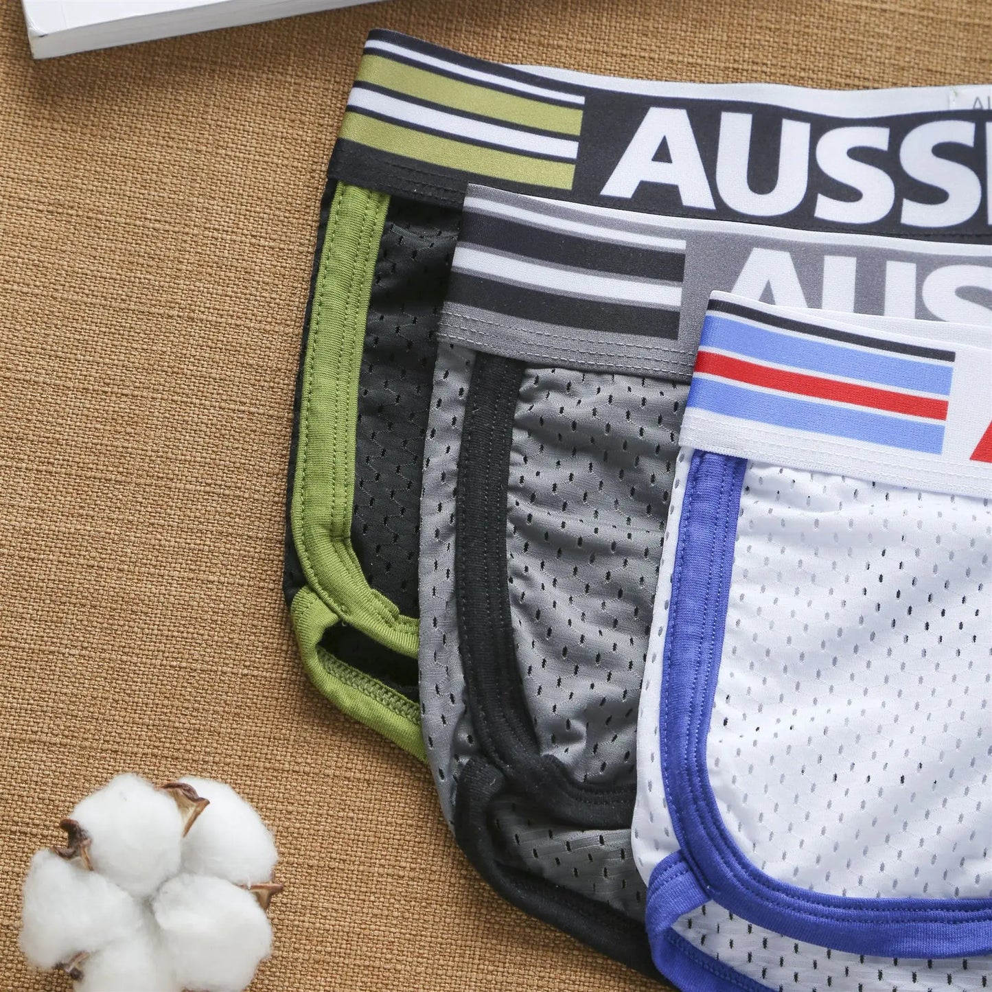 Aussiebum men's boxers Pure cotton mesh fashion comfortable breathable U raised jockstrap youth underwear student underpants