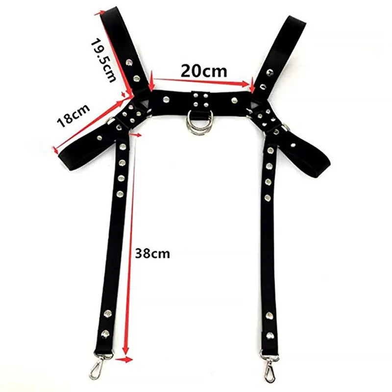 Hombre Gay Fetish harness Leather Belt Men Harness Gothic Punk Harness Strap Adjustable Body Restraint for BDSM Bondage Games