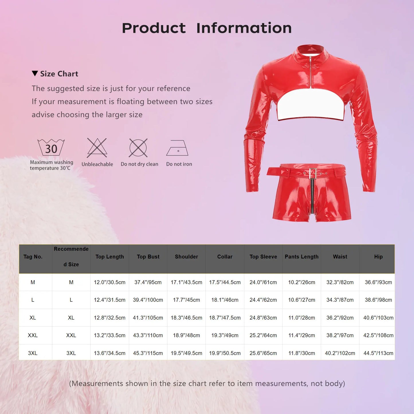 Men's Wet Look Patent Leather Rave Dance Outfit Party Clothes Long Sleeve Zipper Crop Top and Zip Crotch Shorts Set Clubwear