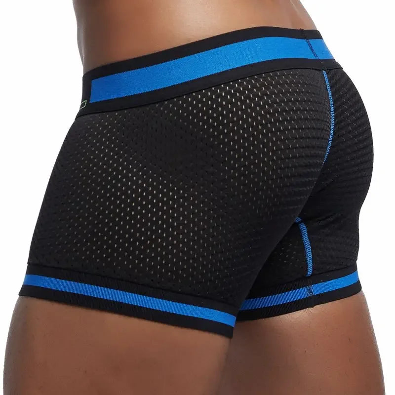 Brand men boxer sexy men underwear cueca boxer Men Mesh Shorts Men's Clothing boxers Nylon Fitness Elastic pants leg design
