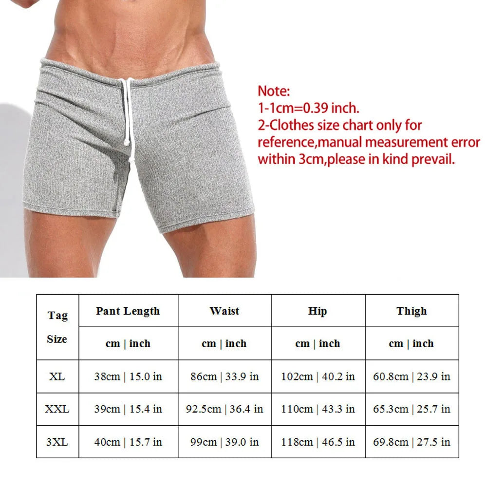 Men'S Gray Sports Shorts Slim Fitting And Sexy Shorts For Men Lace Up Casual Beach Pants Summer Hot Gay Half Pants Men Bottoms