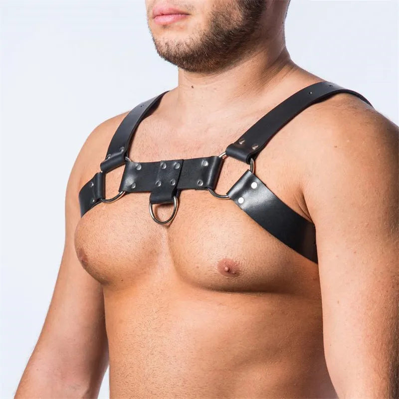 Fetish Gay Clothes for Sex Leather Sexual Chest Harness Men BDSM Gay Body Bondage Cage Male Harness Straps Lingerie Punk Rave