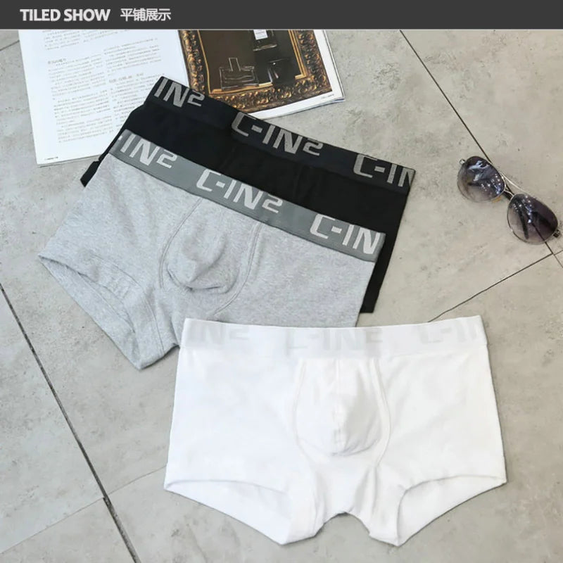 CIN2 Men's boxers Ribbed Cotton classic Solid color Panties Low waist large Pouch Pouch U convex jockstrap sexy fashion briefs