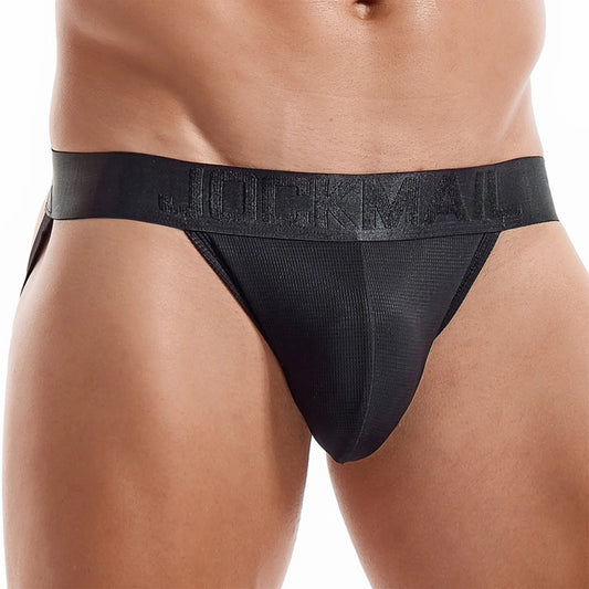 JOCKMAIL Sexy Jockstrap Men Underwear Brief Underpants Gay Mens Bikini Slip Men's Tanga String Thong Breathable Cotton Low Waist