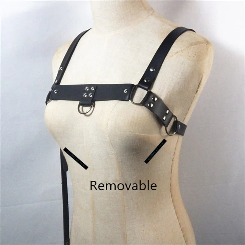 Hombre Gay Fetish harness Leather Belt Men Harness Gothic Punk Harness Strap Adjustable Body Restraint for BDSM Bondage Games